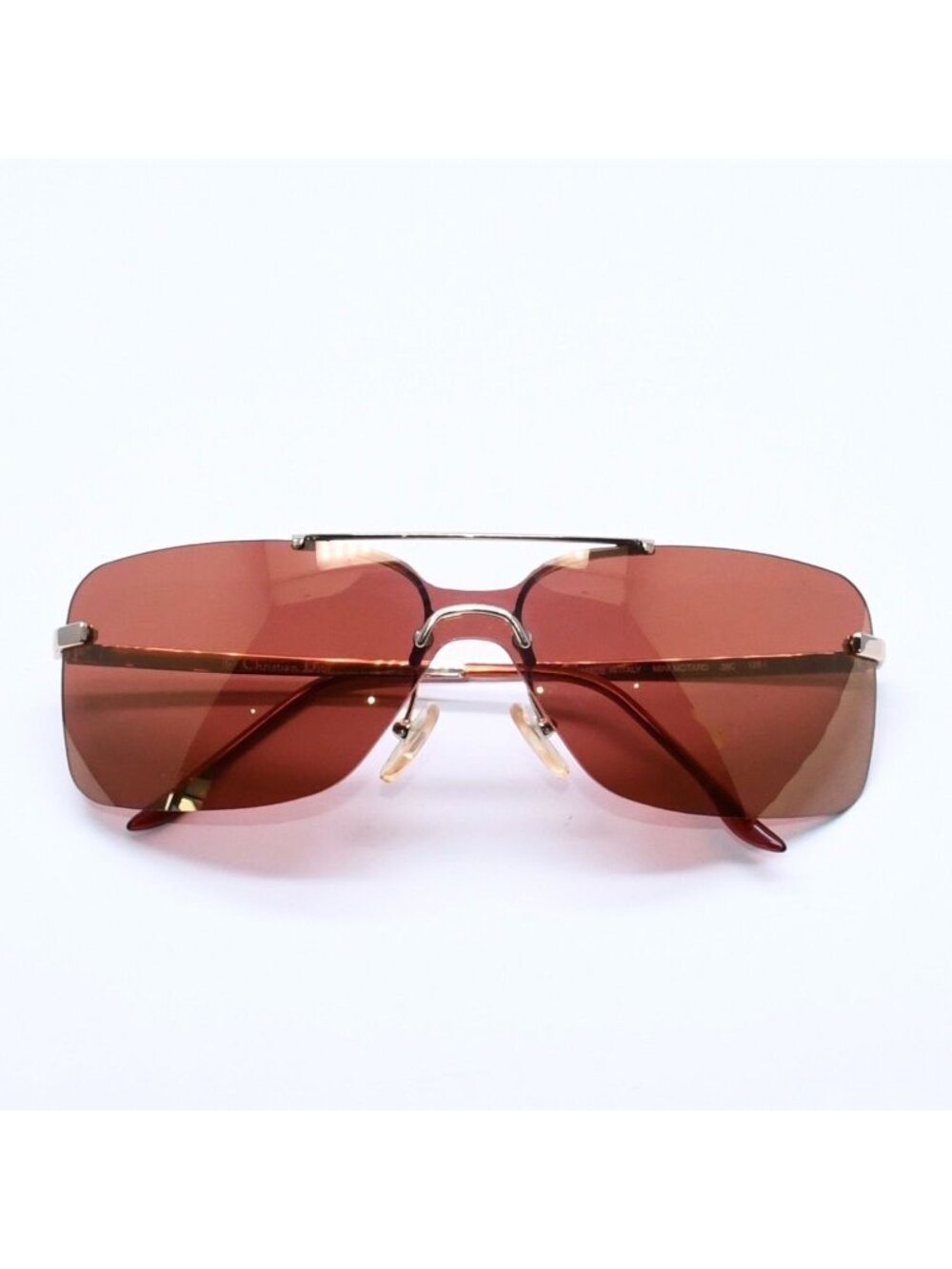 Dior Mini Motard Rimless Sunglasses Eyewear 36c Red Gold